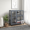 PawHut Wooden Cat House for Indoor Cats 3 Levels Cat Condo Cat Villa on Wheels with Cat Flap Door Platforms Hammock Openable Top for 2 Cats, Light Grey