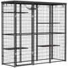 PawHut Catio Outdoor Cat Enclosure, Weld Wire Outdoor Cat House with Waterproof Cover, 4 Jumping Platforms, Hammock, Cat Cage Indoor for 1-3 Kittens, 69" x 22" x 62", Black