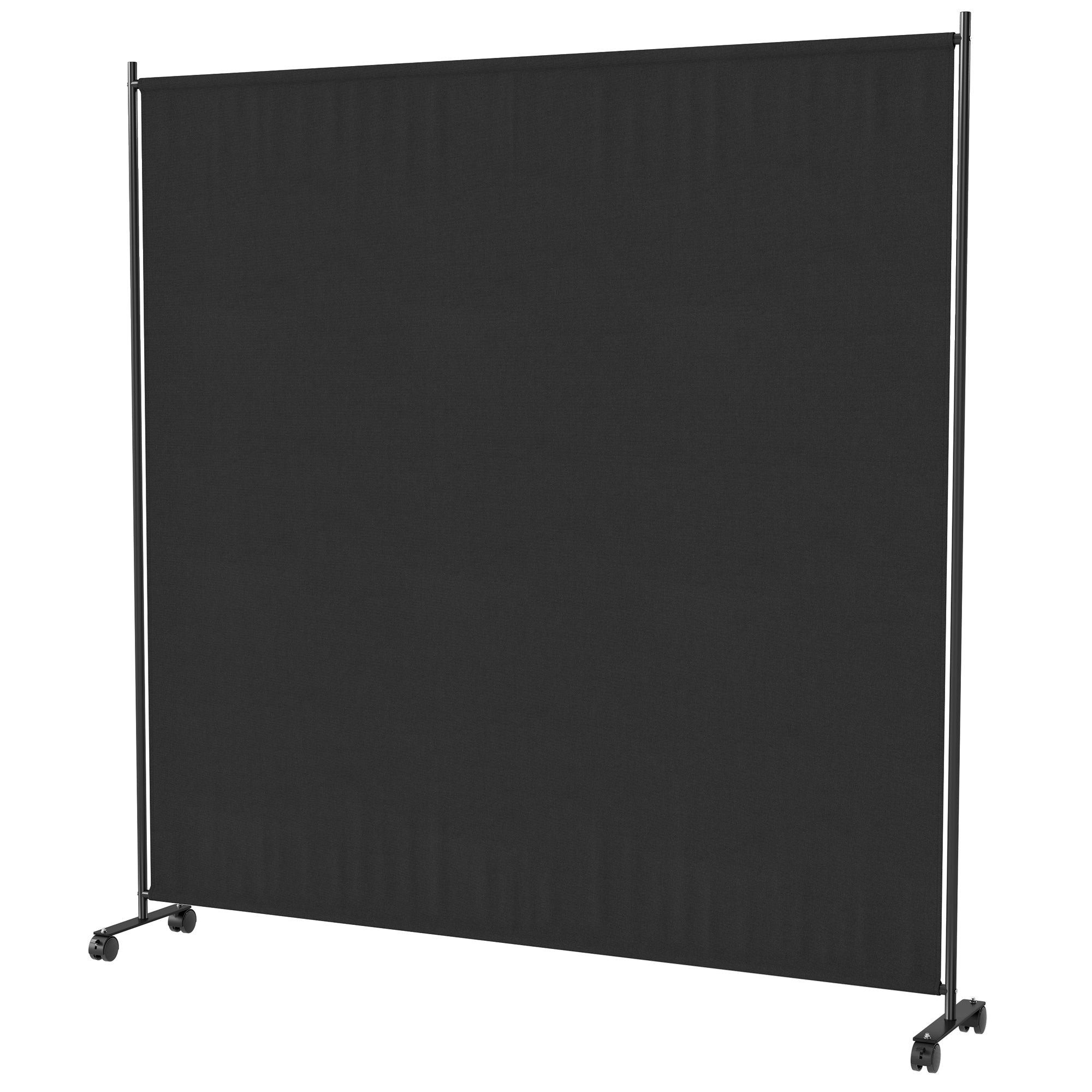 Outsunny Single Panel Room Divider with Lockable Wheels, 6ft Rolling Privacy Screen, Portable Freestanding Privacy Panel for Garden Backyard Deck Pool Hot Tub, Black