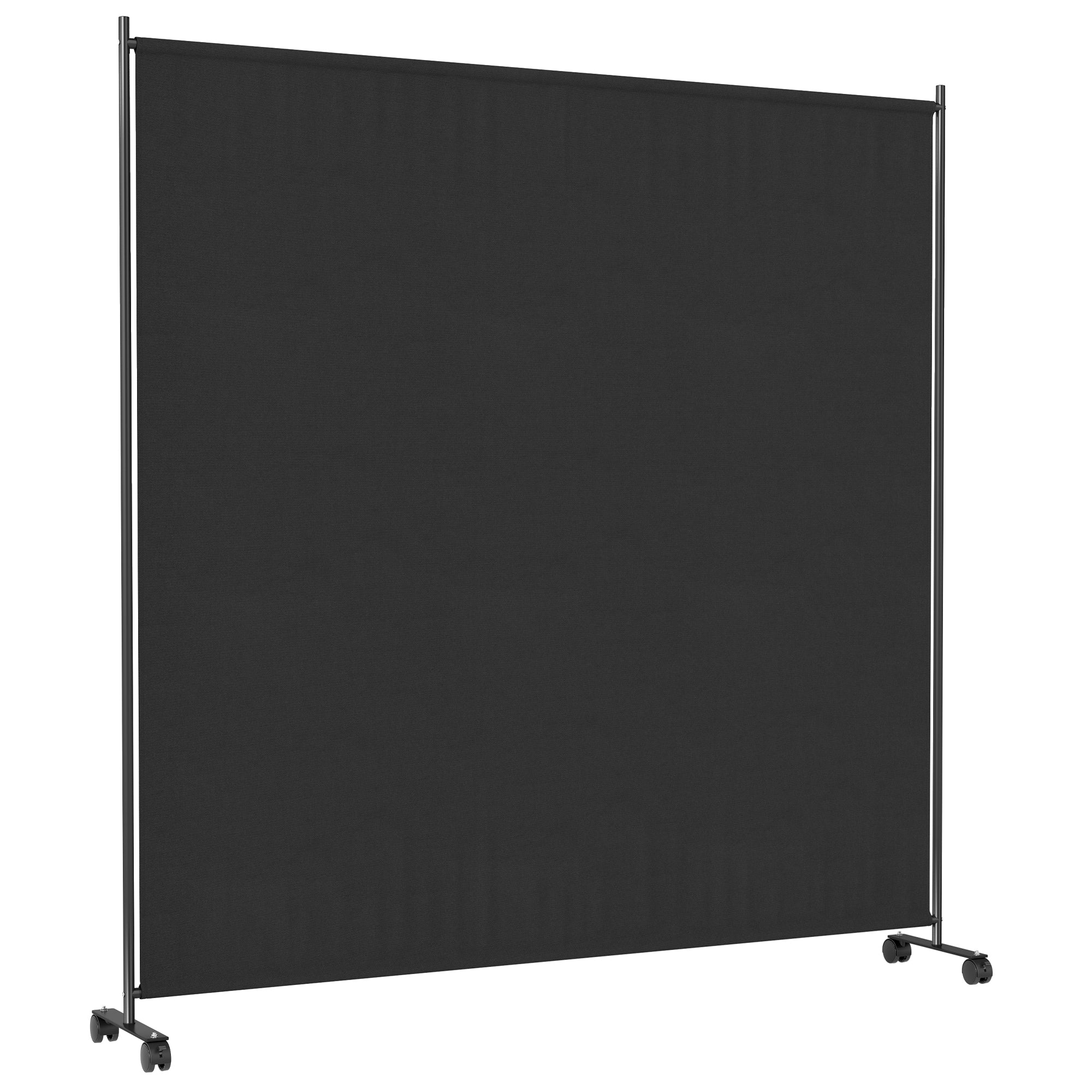 Outsunny Single Panel Room Divider with Lockable Wheels, 6ft Rolling Privacy Screen, Portable Freestanding Privacy Panel for Garden Backyard Deck Pool Hot Tub, Black