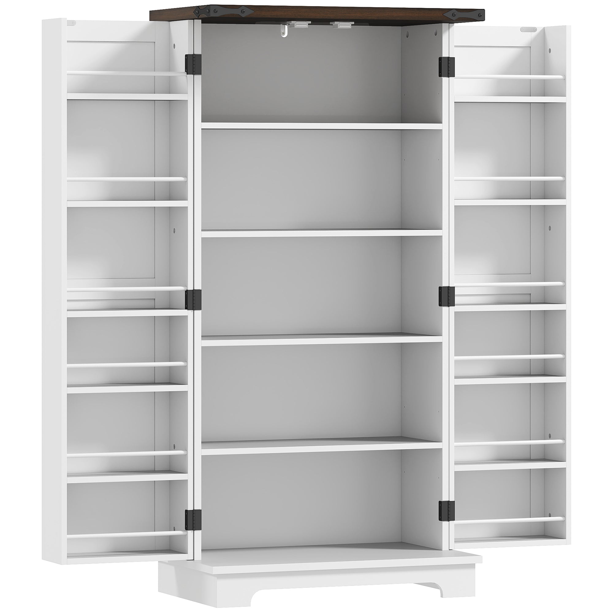 HOMCOM 47" Kitchen Pantry Cabinet, Freestanding Farmhouse Storage Cabinet with Doors, 2 Adjustable Shelves and 12 Door Shelves, White