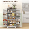 HOMCOM 47" Kitchen Pantry Cabinet, Freestanding Farmhouse Storage Cabinet with Doors, 2 Adjustable Shelves and 12 Door Shelves, White