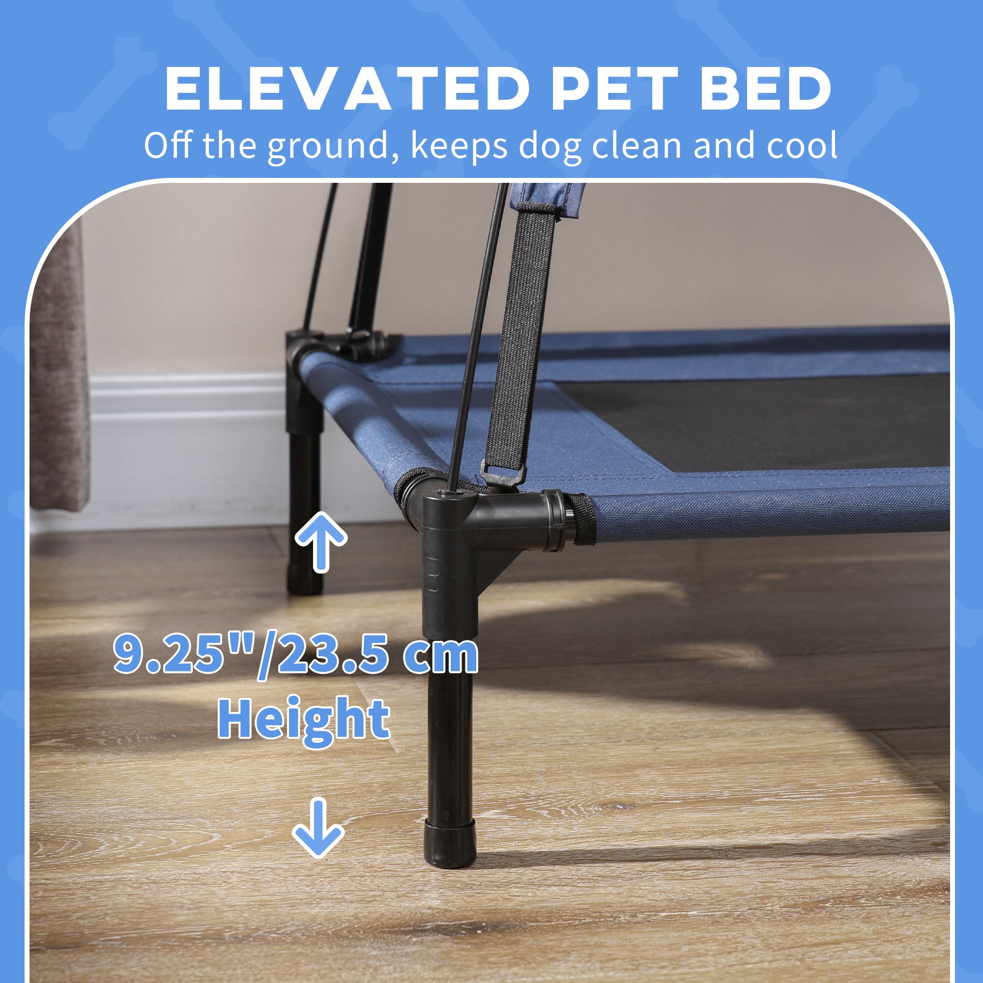 PawHut Elevated Dog Bed with Canopy, Portable Raised Dog Cot for XL Sized Dogs, Indoor & Outdoor, 48