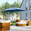 Outsunny 10x10ft Cantilever Umbrella with 4 Adjustable Angle and Rotation, Square Top Market Parasol with Aluminum Pole and Ribs for Backyard Patio Outdoor Area, Blue