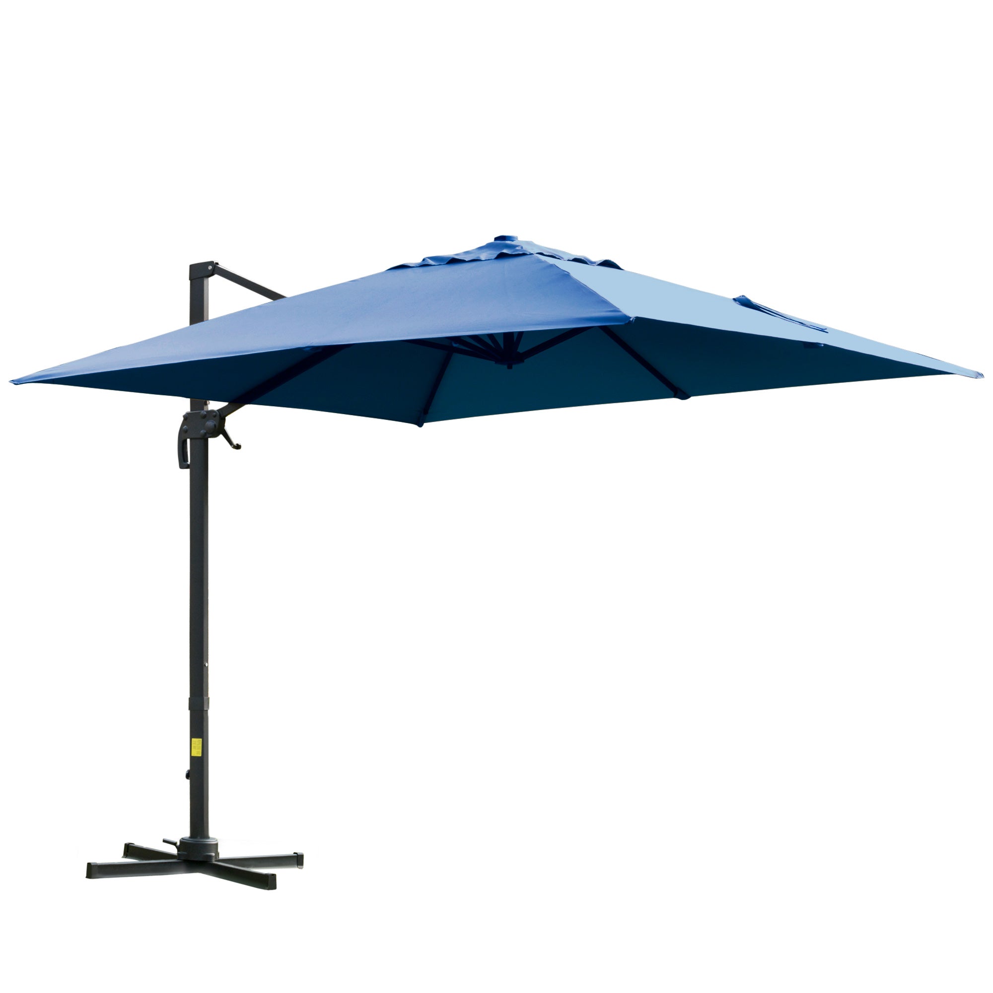 Outsunny 10x10ft Cantilever Umbrella with 4 Adjustable Angle and Rotation, Square Top Market Parasol with Aluminum Pole and Ribs for Backyard Patio Outdoor Area, Blue