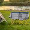 Outsunny 62" W Double Seat Camping Chair Folding Lawn Loveseat w/ Storage Pocket & Cup Holder Compact in a Bag for Outdoor, Beach, Picnic, Hiking, Travel, Navy Blue