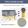 Outsunny 62" W Double Seat Camping Chair Folding Lawn Loveseat w/ Storage Pocket & Cup Holder Compact in a Bag for Outdoor, Beach, Picnic, Hiking, Travel, Navy Blue