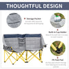 Outsunny 62" W Double Seat Camping Chair Folding Lawn Loveseat w/ Storage Pocket & Cup Holder Compact in a Bag for Outdoor, Beach, Picnic, Hiking, Travel, Navy Blue