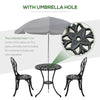 Outsunny 3 Pieces Patio Bistro Set, Outdoor Cast Aluminum Garden Table and Chairs with Umbrella Hole for Balcony, Black