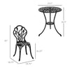 Outsunny 3 Pieces Patio Bistro Set, Outdoor Cast Aluminum Garden Table and Chairs with Umbrella Hole for Balcony, Black