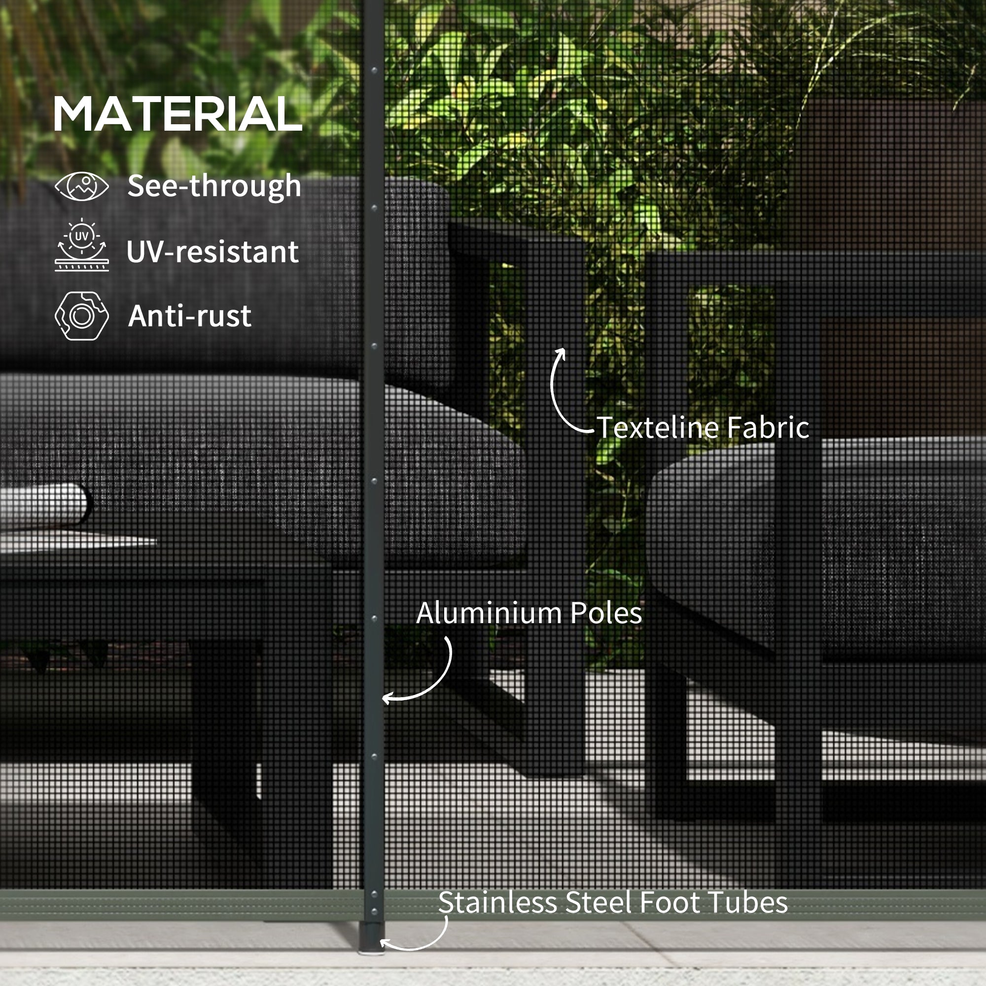 Outsunny 4 Pack Swimming Pool Fence 4' x 12', Aluminium Rustproof Garden Fence Border Animal Barrier, Easy DIY Installation Mesh Pool Fencing, Black