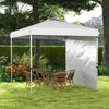 Outsunny 8 x 8FT Pop Up Canopy Tent with 1 Sidewall, Carry Bag, 4 Sand Bags, Height Adjustable Instant Shelter for Outdoor, Garden, Patio, White
