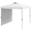 Outsunny 8 x 8FT Pop Up Canopy Tent with 1 Sidewall, Carry Bag, 4 Sand Bags, Height Adjustable Instant Shelter for Outdoor, Garden, Patio, White