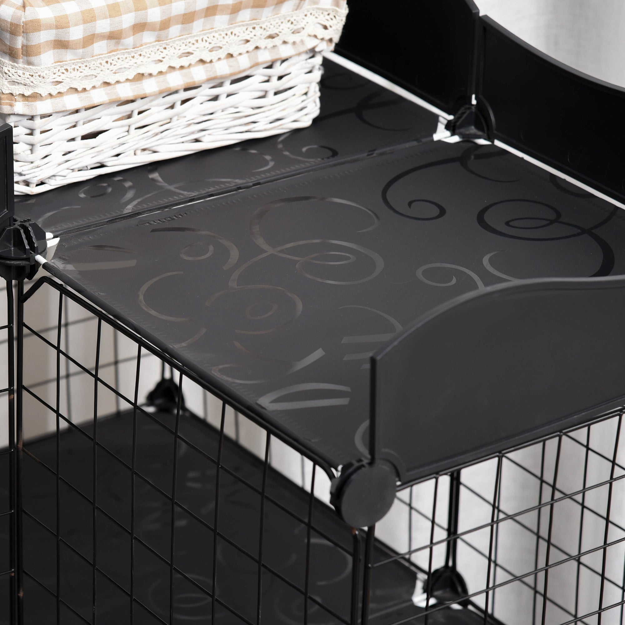 PawHut 34 Panels Pet Playpen, Small Animal Playpen with Doors, Ferret Cage, Portable Metal Wire Yard for Kittens, 41" x 27.5" x 46"