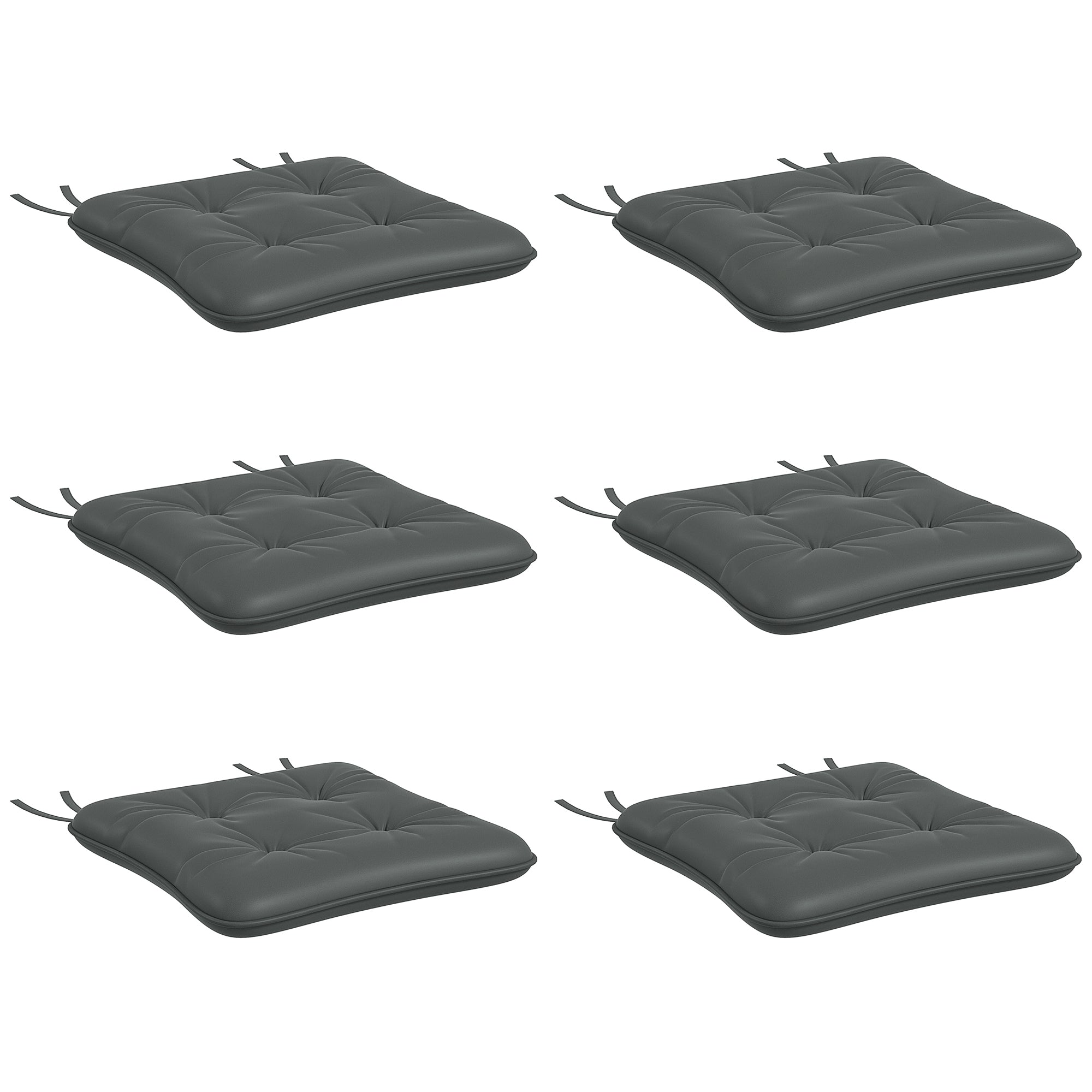 Outsunny 6-Piece Patio Chair Cushions Pillows, Seat Replacement Patio Cushions Set with Ties, Button Tufted for Indoor Outdoor Garden Furniture, Charcoal Grey