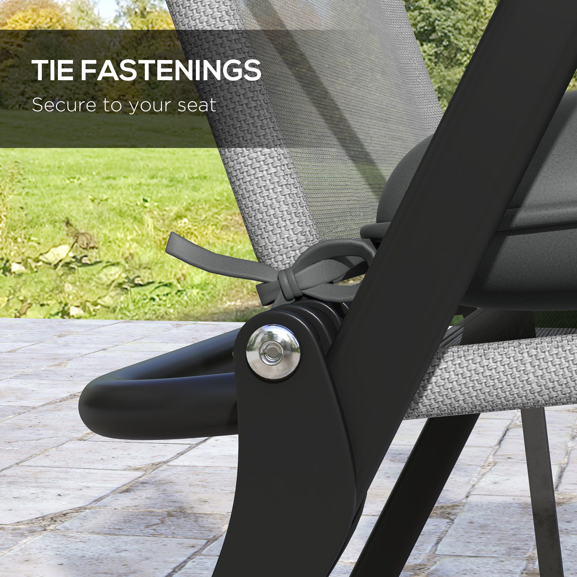 Outsunny 6-Piece Patio Chair Cushions Pillows, Seat Replacement Patio Cushions Set with Ties, Button Tufted for Indoor Outdoor Garden Furniture, Charcoal Grey