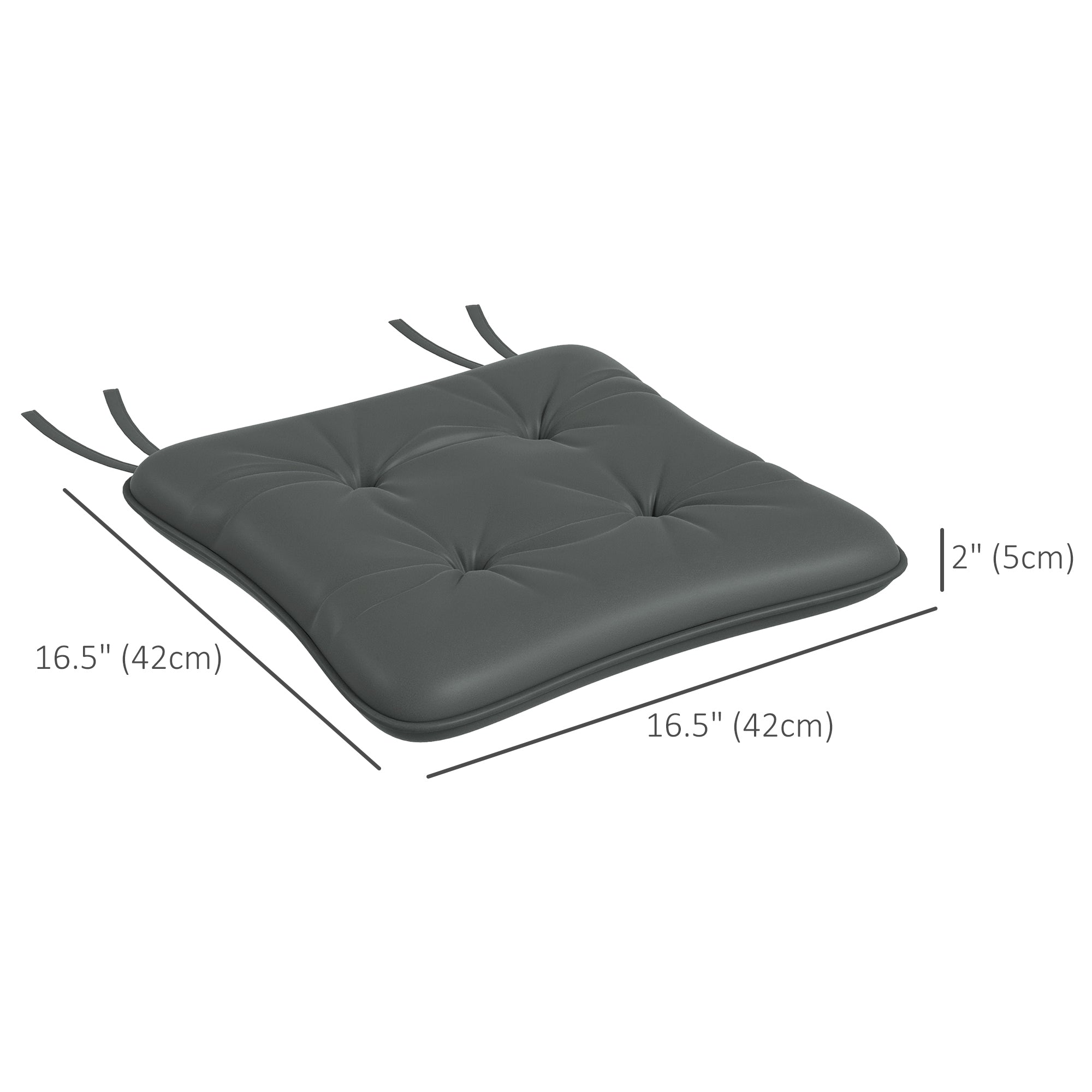 Outsunny 6-Piece Patio Chair Cushions Pillows, Seat Replacement Patio Cushions Set with Ties, Button Tufted for Indoor Outdoor Garden Furniture, Charcoal Grey