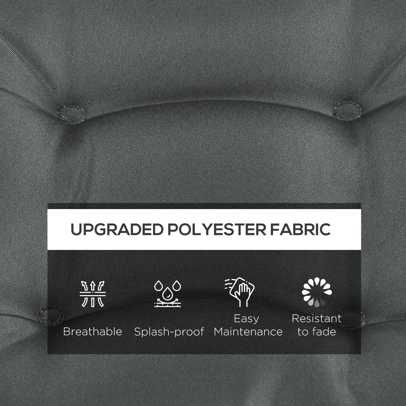 Outsunny 6-Piece Patio Chair Cushions Pillows, Seat Replacement Patio Cushions Set with Ties, Button Tufted for Indoor Outdoor Garden Furniture, Charcoal Grey