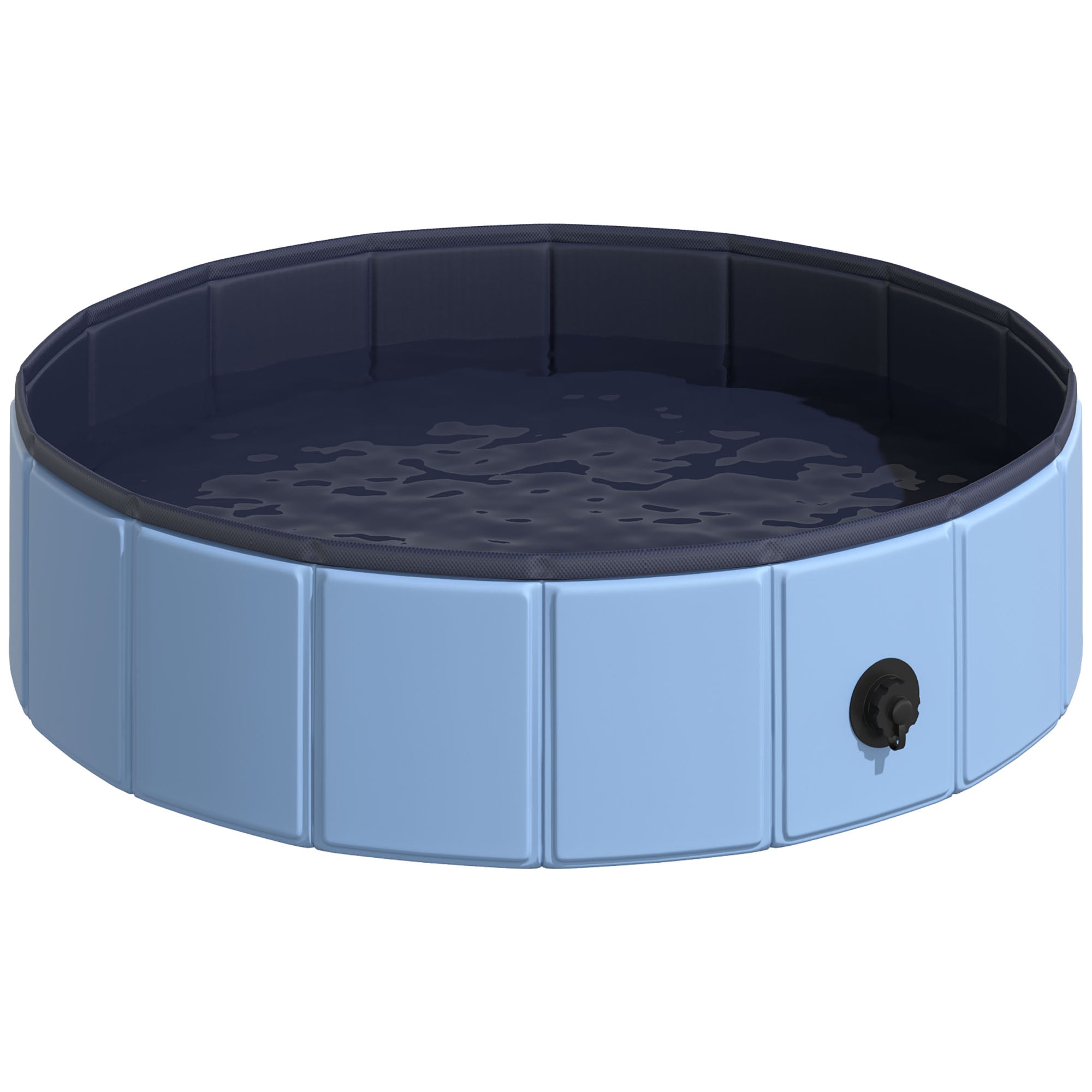 PawHut Foldable Dog Paddling Pool Pet Cat Swimming Pool Indoor/Outdoor Collapsible Summer Bathing Tub Shower Tub Puppy Washer (Φ80 × 20H cm, Blue)