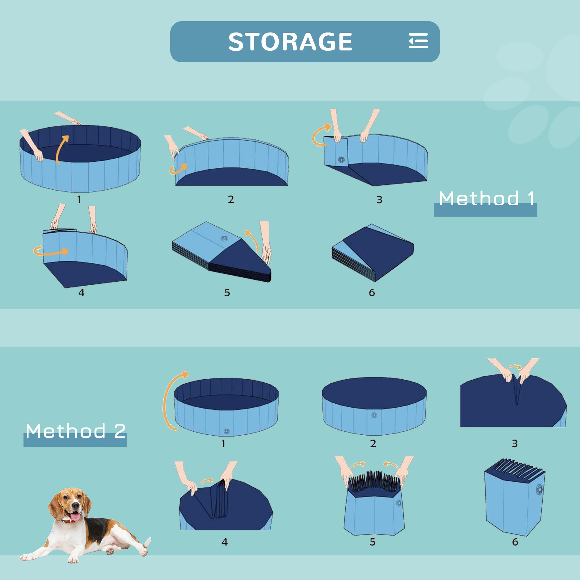 PawHut Foldable Dog Paddling Pool Pet Cat Swimming Pool Indoor/Outdoor Collapsible Summer Bathing Tub Shower Tub Puppy Washer (Φ80 × 20H cm, Blue)