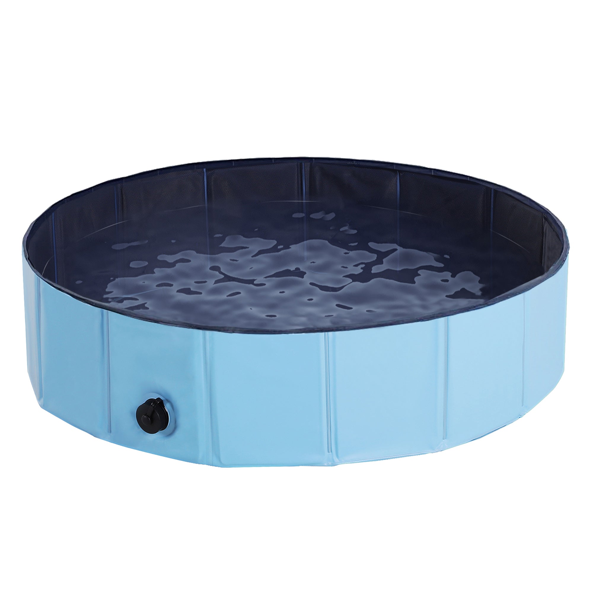 PawHut Foldable Dog Paddling Pool Pet Cat Swimming Pool Indoor/Outdoor Collapsible Summer Bathing Tub Shower Tub Puppy Washer (Φ80 × 20H cm, Blue)