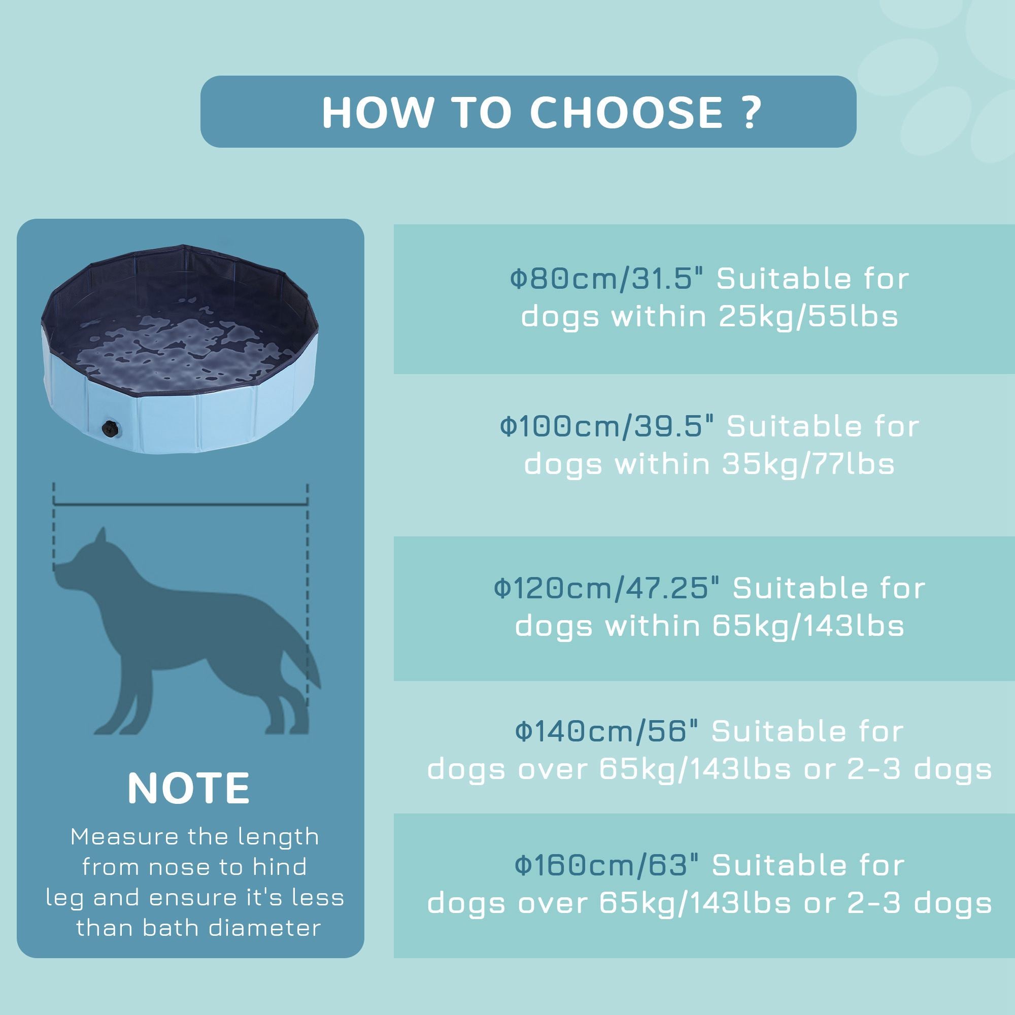 PawHut Foldable Dog Paddling Pool Pet Cat Swimming Pool Indoor/Outdoor Collapsible Summer Bathing Tub Shower Tub Puppy Washer (Φ80 × 20H cm, Blue)