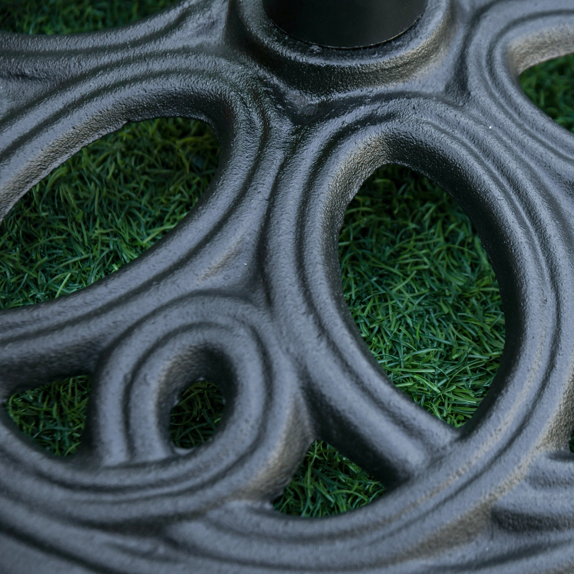 Outsunny Patio Umbrella Base Stand, Round Cast Iron Umbrella Holder for Outdoor, Patio, Garden,Deck and Beach, Fit Dia. 1.5", 2" Pole, Black