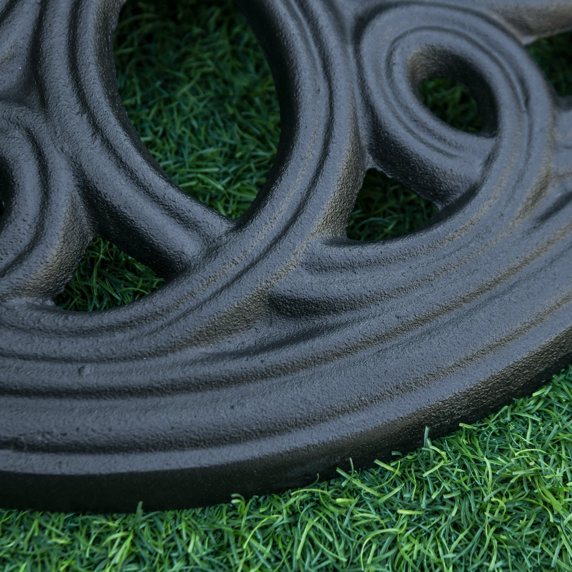 Outsunny Patio Umbrella Base Stand, Round Cast Iron Umbrella Holder for Outdoor, Patio, Garden,Deck and Beach, Fit Dia. 1.5", 2" Pole, Black