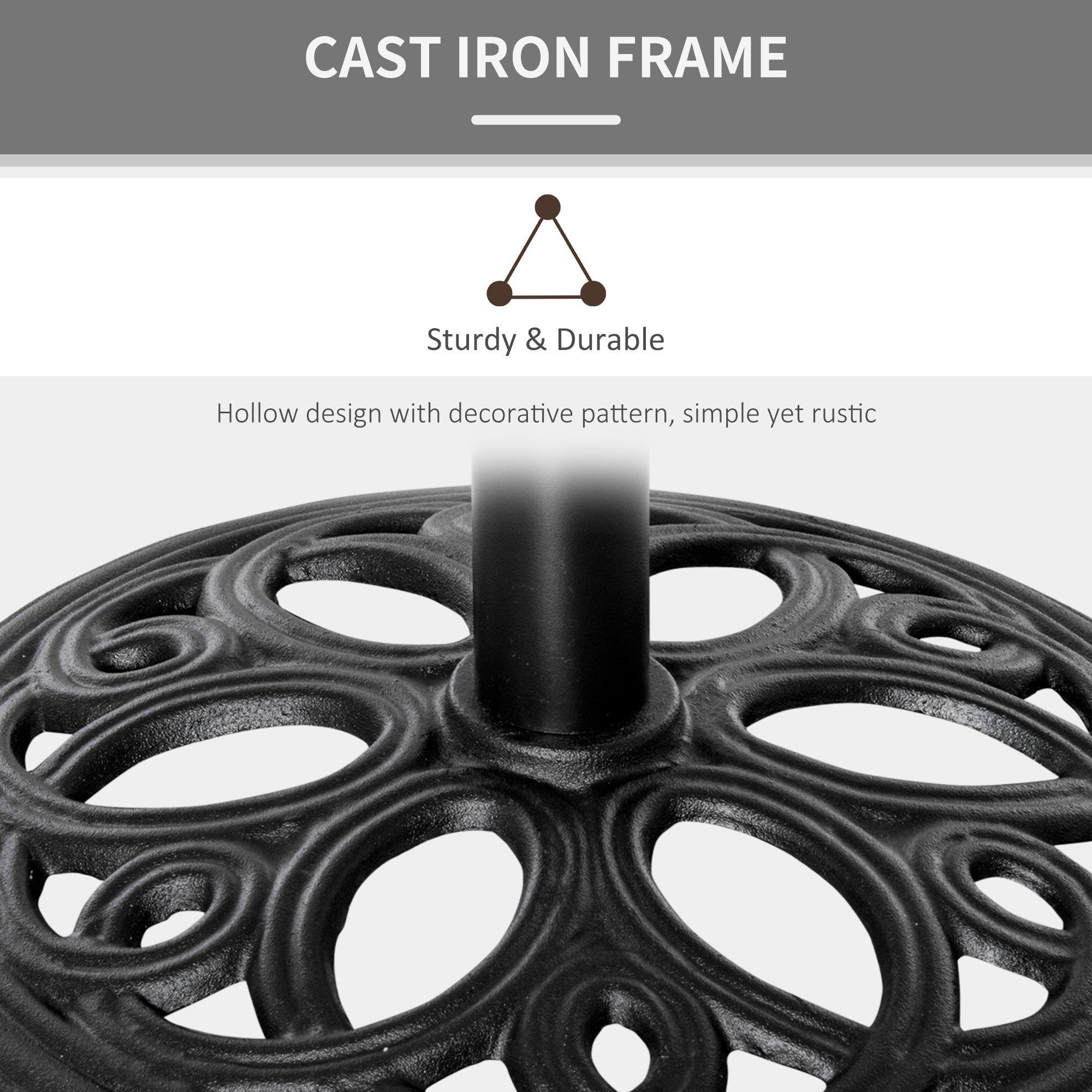 Outsunny Patio Umbrella Base Stand, Round Cast Iron Umbrella Holder for Outdoor, Patio, Garden,Deck and Beach, Fit Dia. 1.5