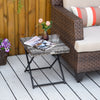 Outsunny Rattan Coffee Table Folding Patio Outdoor Side Table Wicker for Balcony, Porch, Poolside, 15.75"x15.75"x15.75", Grey