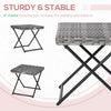 Outsunny Rattan Coffee Table Folding Patio Outdoor Side Table Wicker for Balcony, Porch, Poolside, 15.75"x15.75"x15.75", Grey