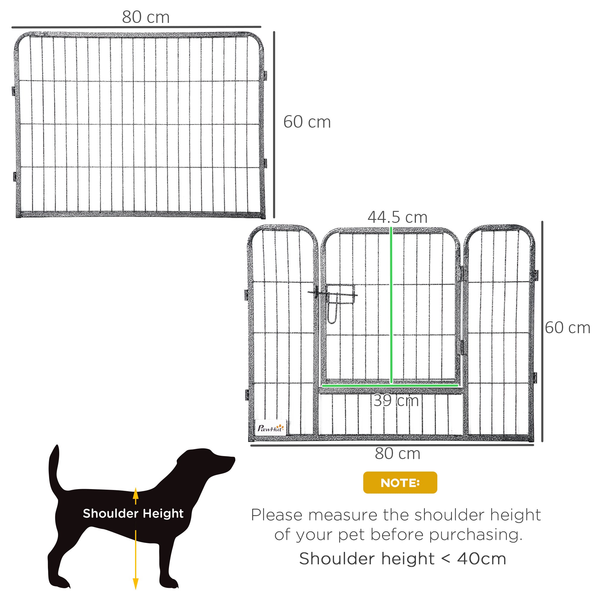 PawHut Dog Pen 16 Panels Puppy Pen Heavy Duty Pet Playpen for Indoor Outdoor for Dogs, Rabbits, Ducks 60cm High
