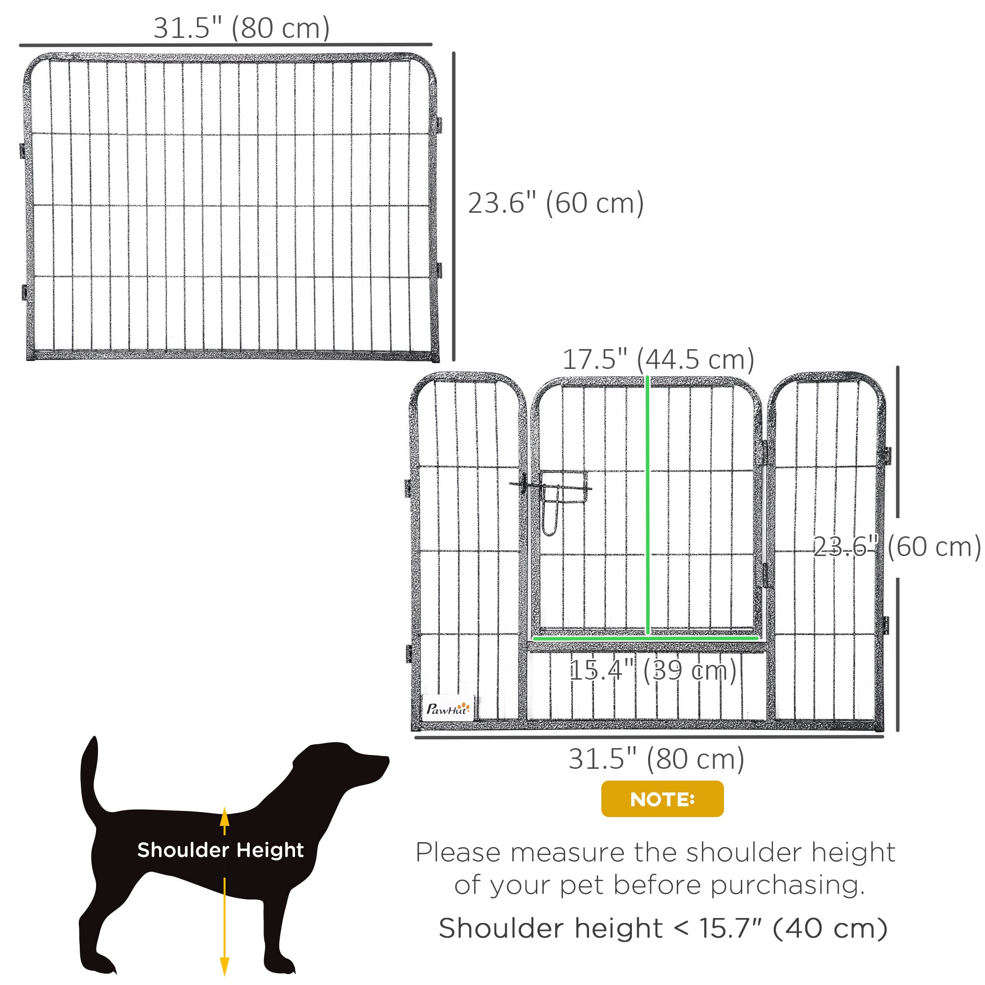 PawHut Dog Playpen, Heavy-duty Metal Puppy Play Pen, Pet Exercise Fences for Outside and Indoor, DIY Design with Door for Multiple Dogs, 16 Panels, 23.5"H