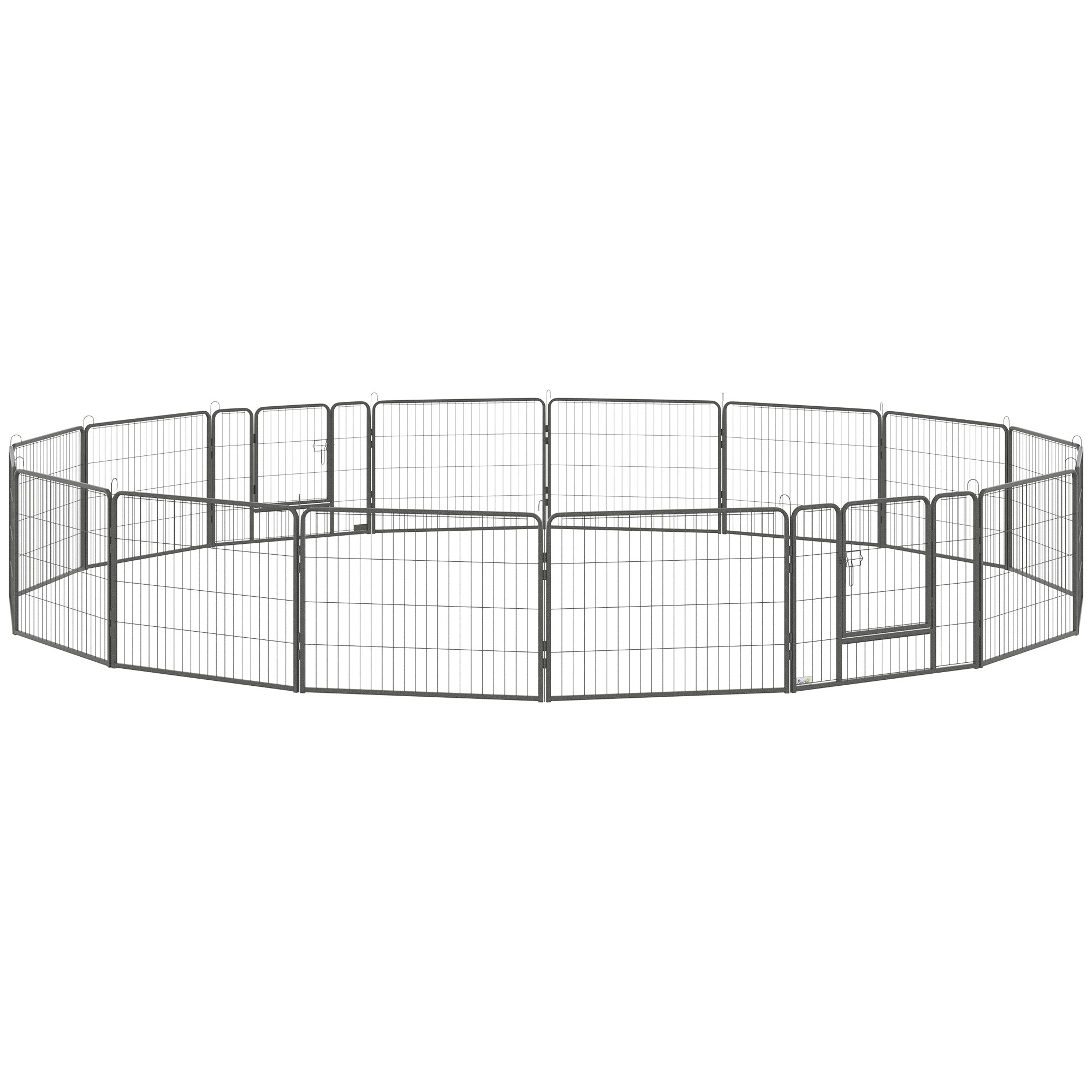 PawHut Dog Playpen, Heavy-duty Metal Puppy Play Pen, Pet Exercise Fences for Outside and Indoor, DIY Design with Door for Multiple Dogs, 16 Panels, 23.5