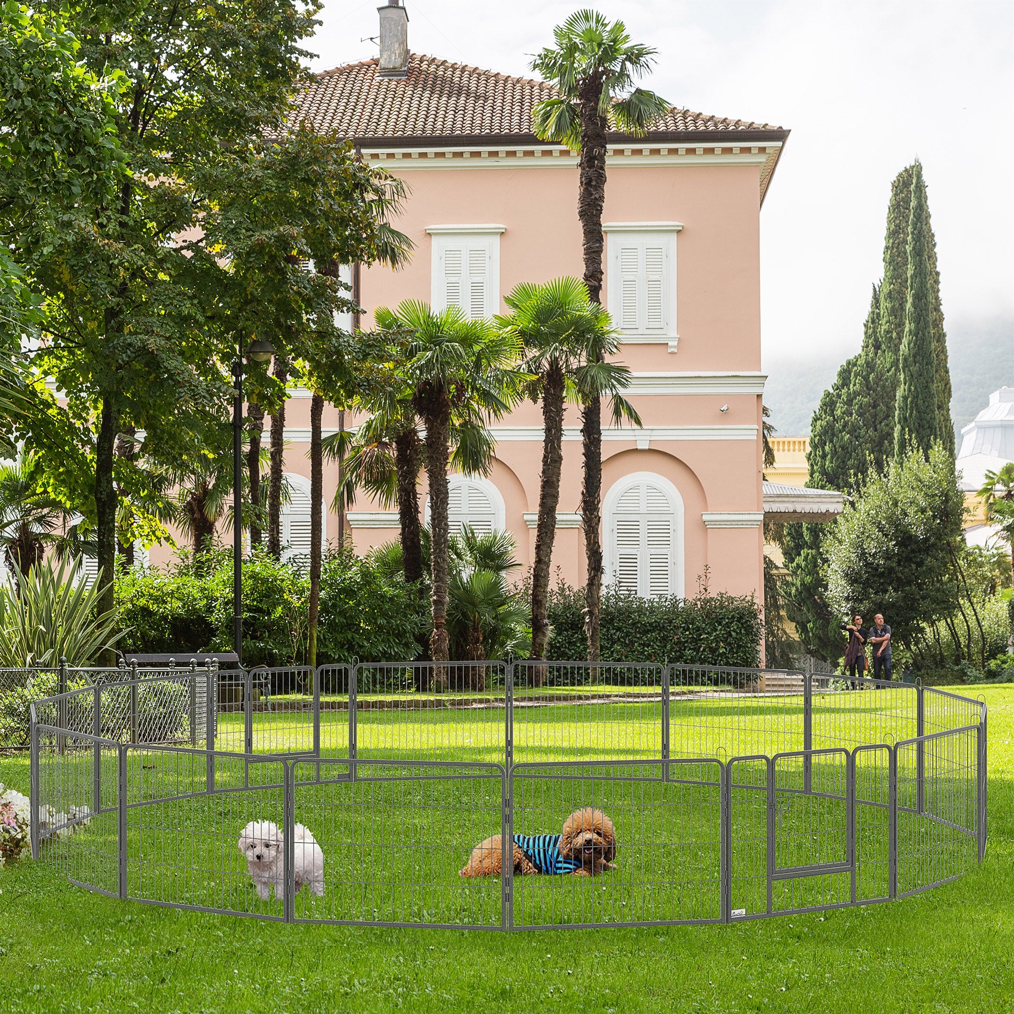 PawHut Dog Pen 16 Panels Puppy Pen Heavy Duty Pet Playpen for Indoor Outdoor for Dogs, Rabbits, Ducks 60cm High