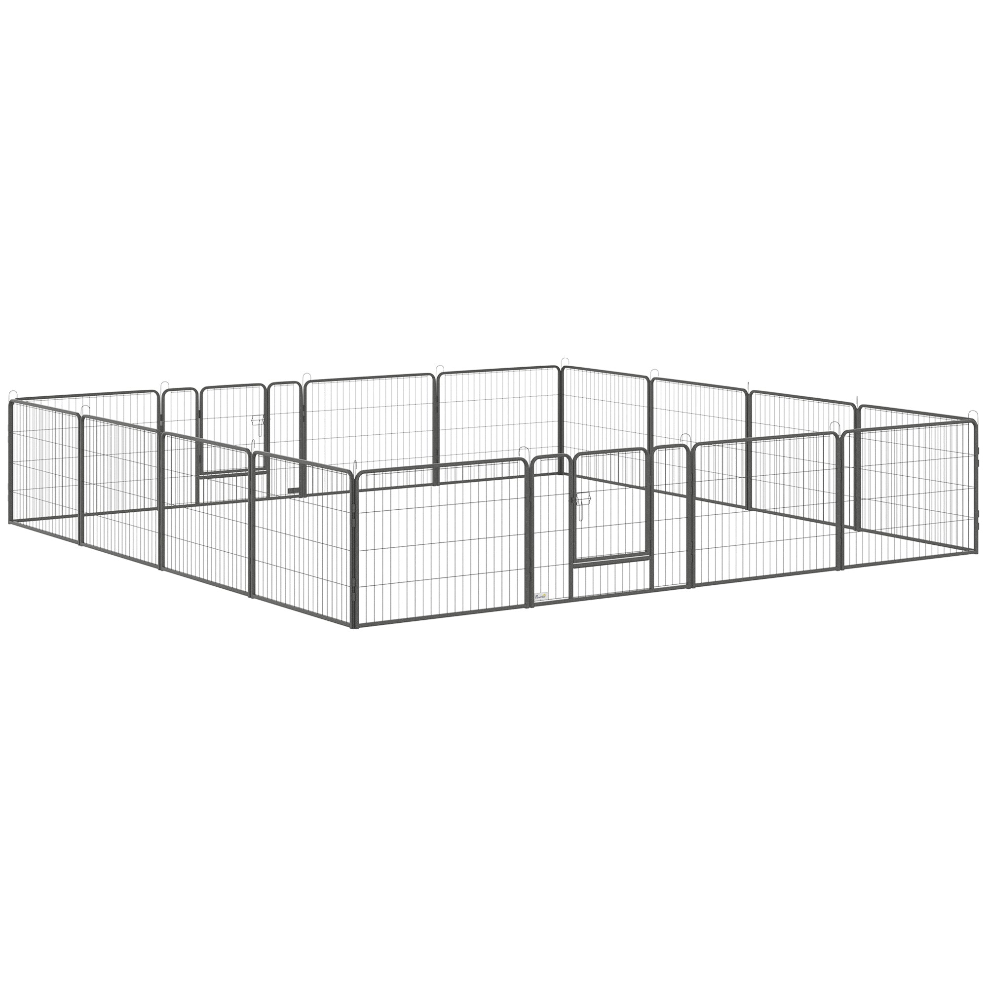 PawHut Dog Playpen, Heavy-duty Metal Puppy Play Pen, Pet Exercise Fences for Outside and Indoor, DIY Design with Door for Multiple Dogs, 16 Panels, 23.5