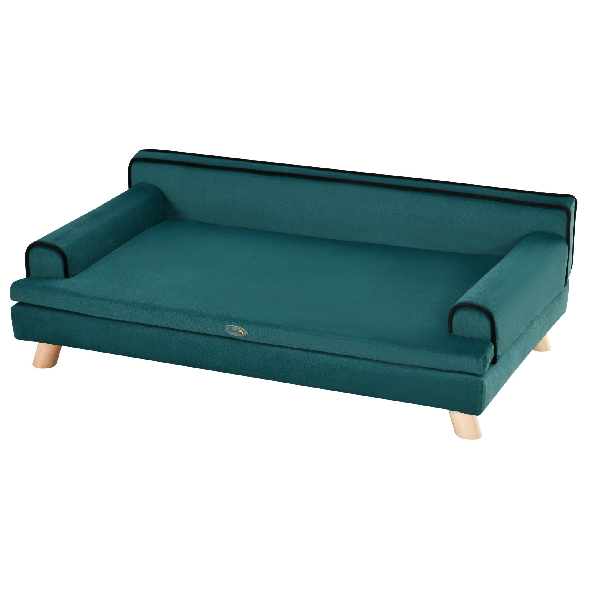PawHut Dog Sofa, Large Dog Couch with Washable Cover, Wooden Legs, Foam Pet Sofa, Elevated Fancy Dog Bed for Medium & Large Dogs, Teal