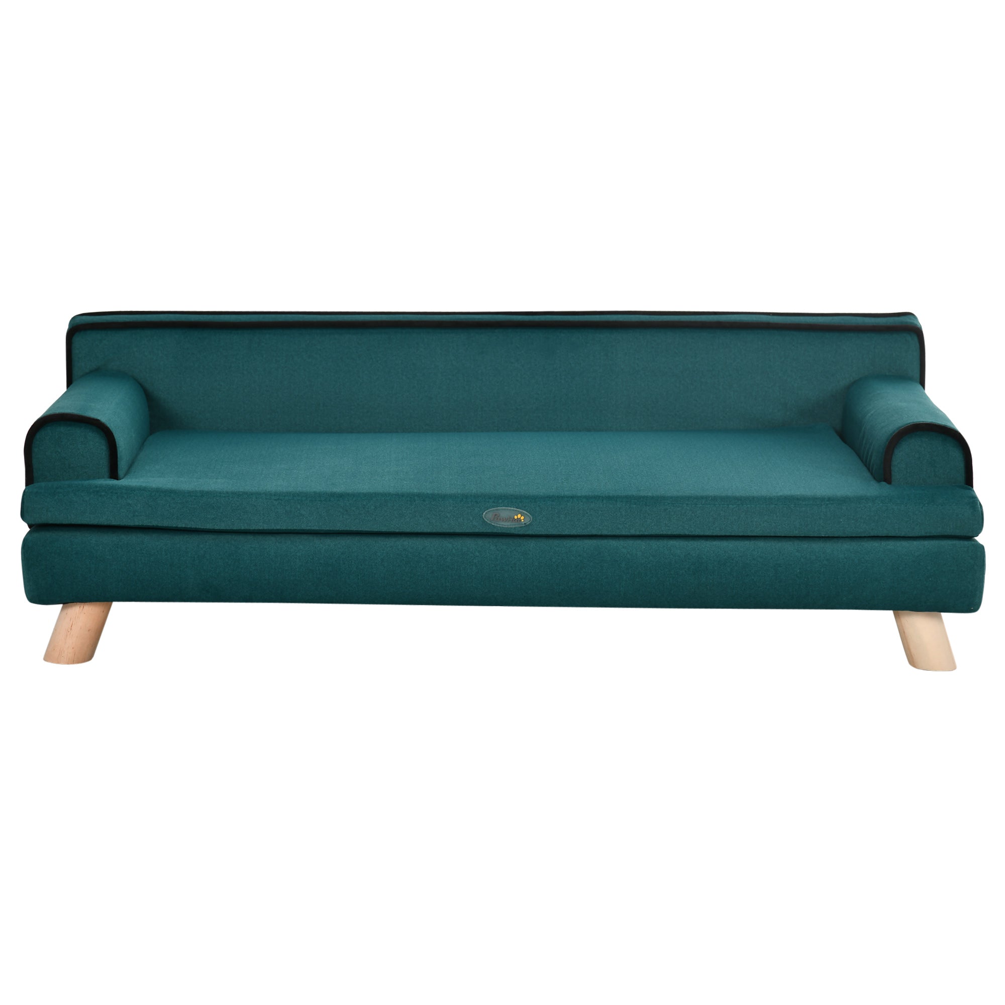 PawHut Dog Sofa, Large Dog Couch with Washable Cover, Wooden Legs, Foam Pet Sofa, Elevated Fancy Dog Bed for Medium & Large Dogs, Teal