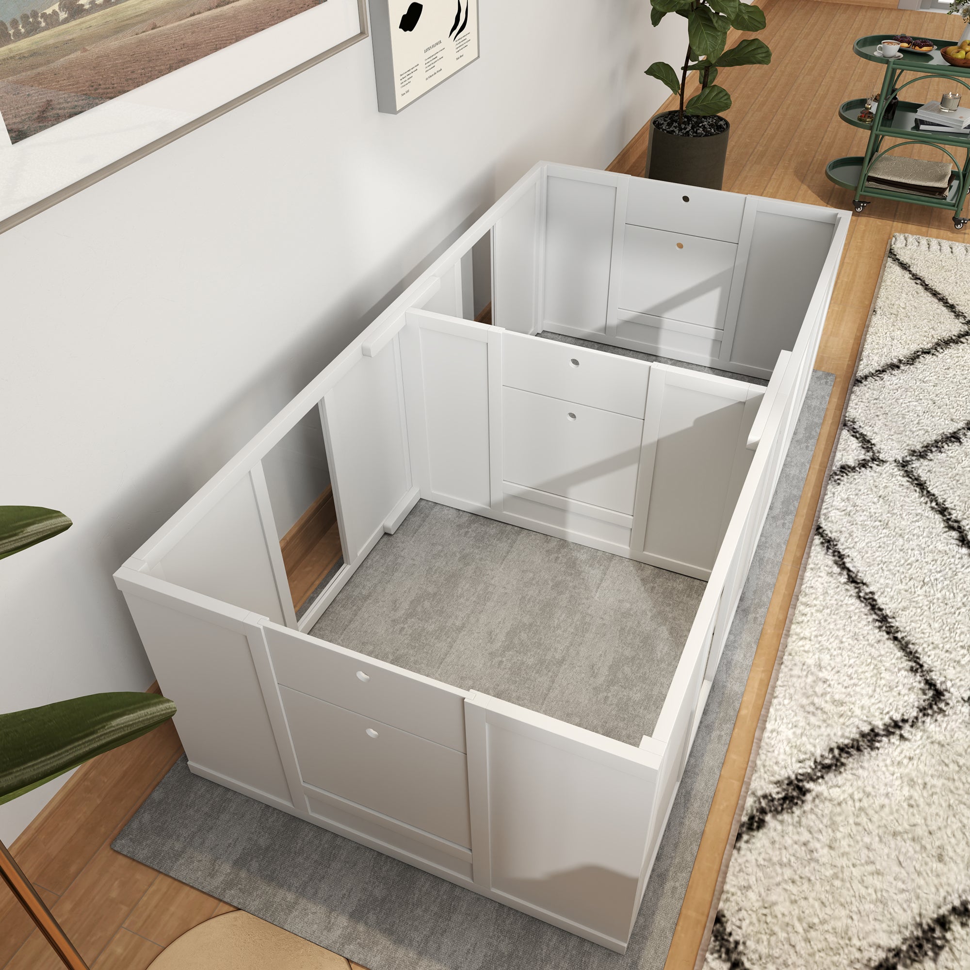 PawHut Whelping Box for Dogs and Puppies, Dog Whelping Pen, Dog Birth Supplies Indoor with Removable Adjustable Height Doors, for Small Sized Dogs, 65" x 31.5" x 19"