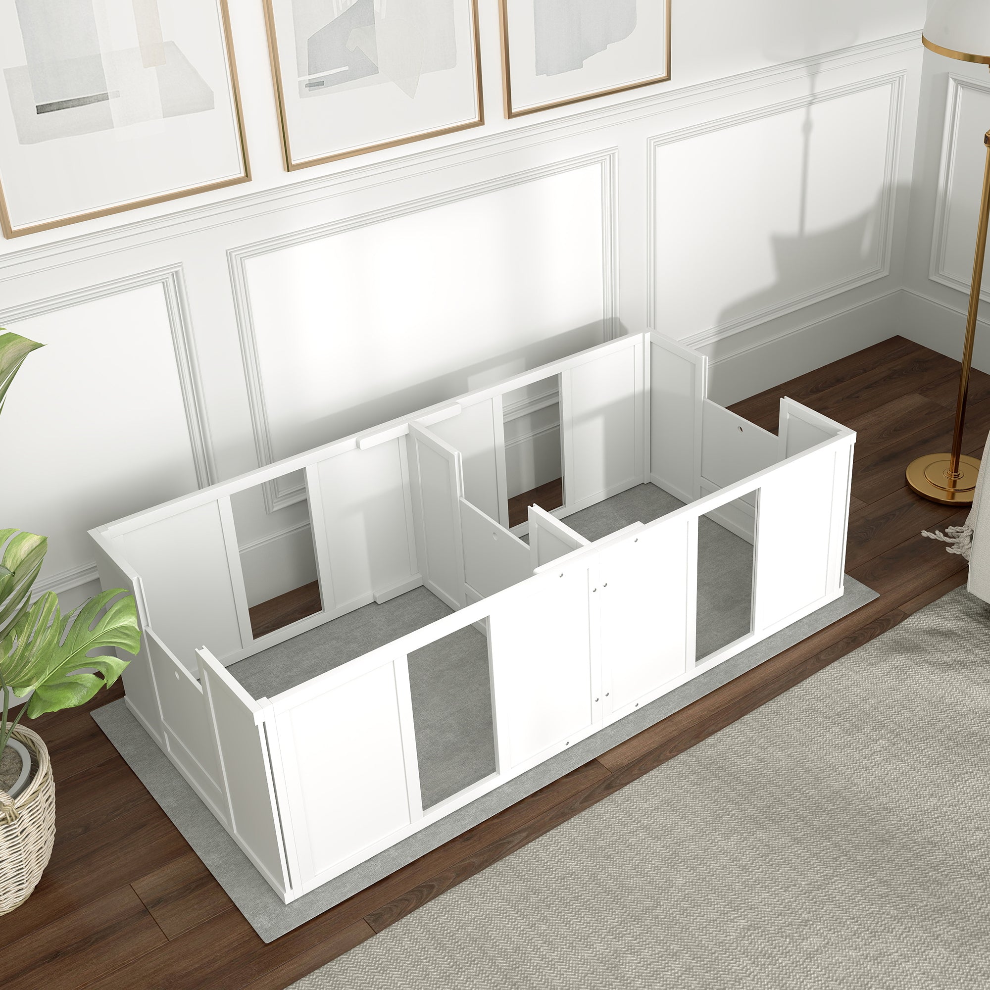 PawHut Whelping Box for Dogs and Puppies, Dog Whelping Pen, Dog Birth Supplies Indoor with Removable Adjustable Height Doors, for Small Sized Dogs, 65" x 31.5" x 19"