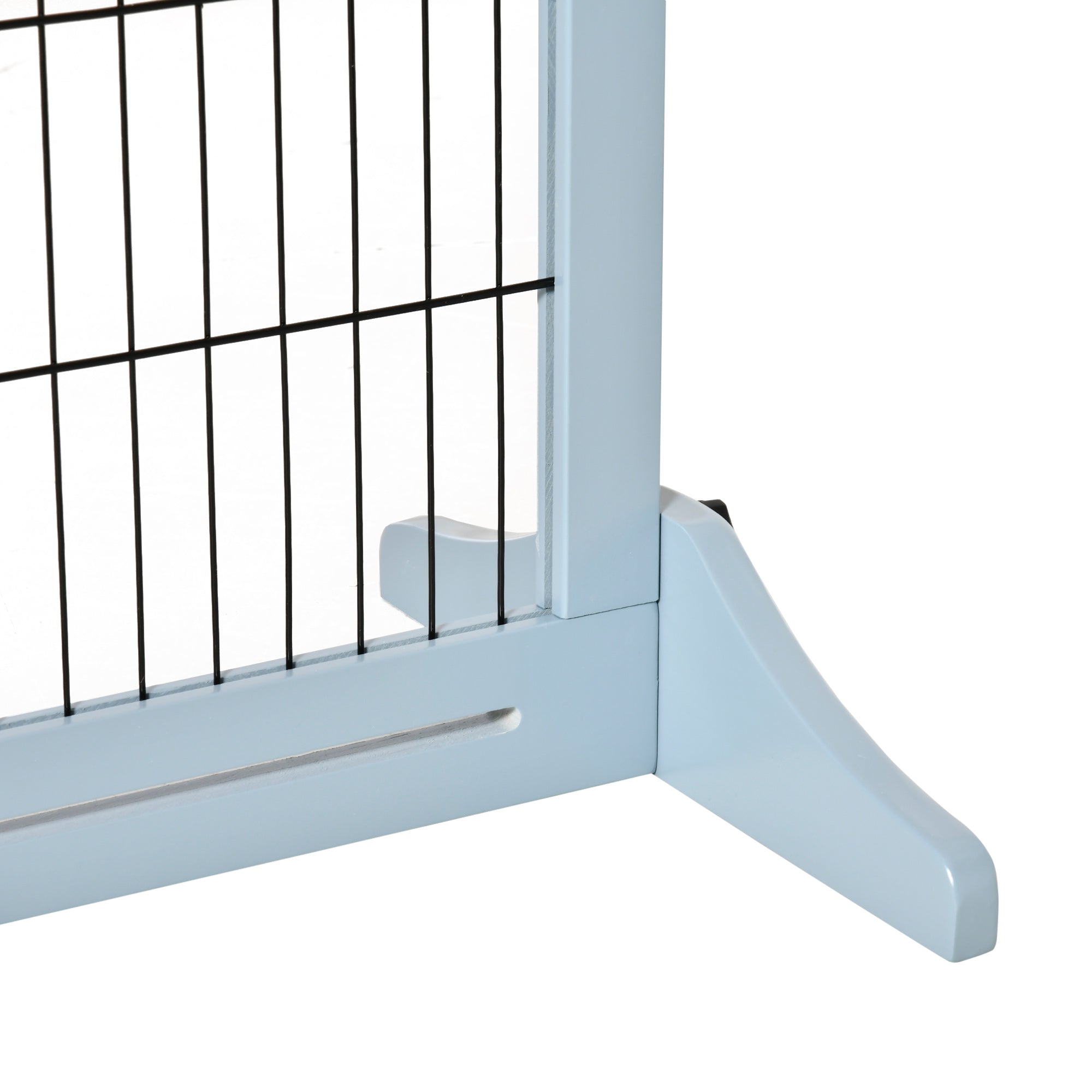PawHut Free Standing Pet Gate, Wooden Foldable Dog Gate with 41"-72" Adjustable Length, Support Feet, Pet Barrier for Small Medium Dogs, for Stairway, Doorway, Hallway, Grey
