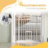 PawHut 30"H Tall Dog Gate, Pet Gate with Cat Door, Auto-Close Pressure-Mounted Steel Safety Gate Barrier, Double Locking for Doorways Hallways Stairs, Fits 29"-31.5"W, White