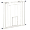 PawHut 30"H Tall Dog Gate, Pet Gate with Cat Door, Auto-Close Pressure-Mounted Steel Safety Gate Barrier, Double Locking for Doorways Hallways Stairs, Fits 29"-31.5"W, White