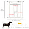 PawHut 30"H Tall Dog Gate, Pet Gate with Cat Door, Auto-Close Pressure-Mounted Steel Safety Gate Barrier, Double Locking for Doorways Hallways Stairs, Fits 29"-31.5"W, White