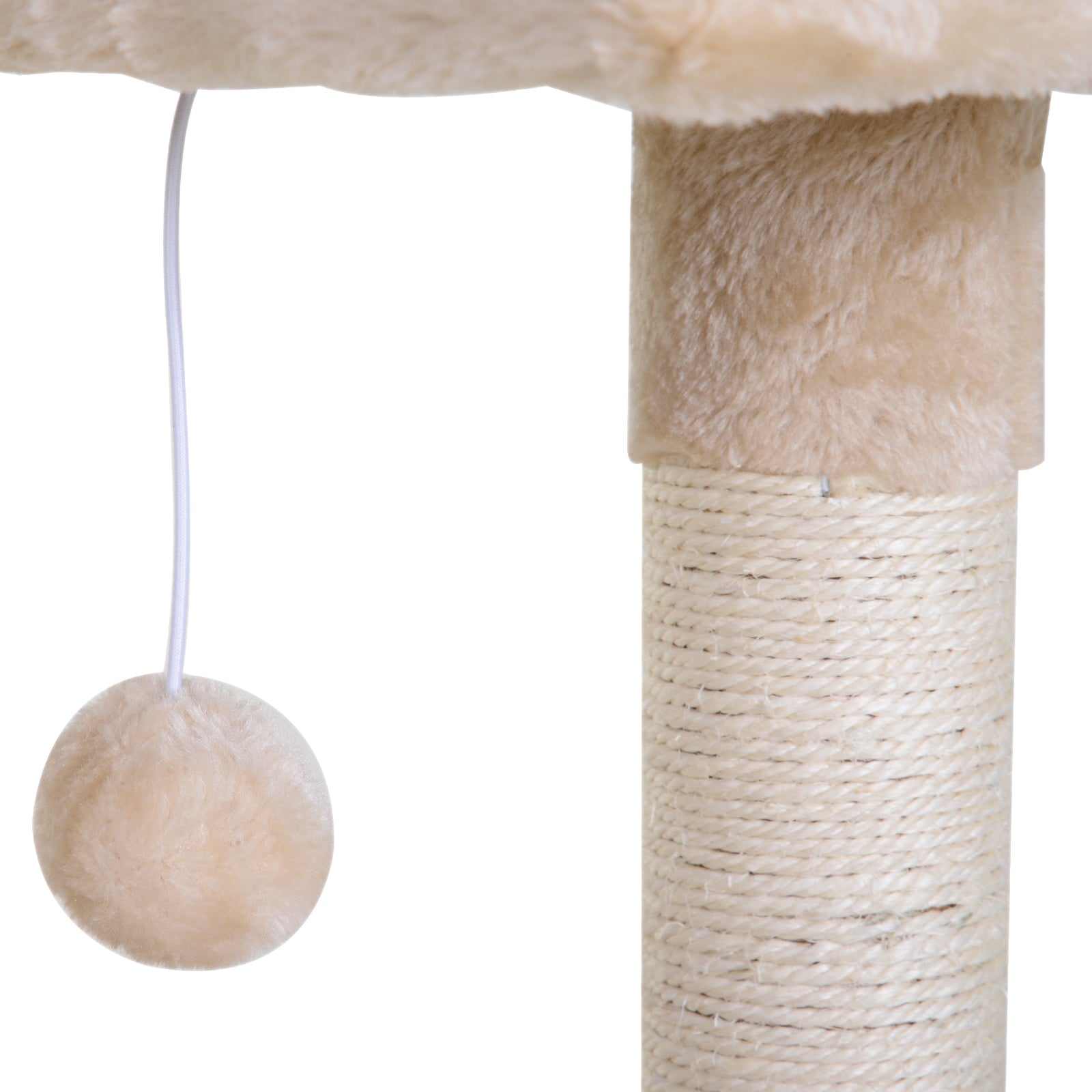 PawHut 27.5" Cat Tree Tower Kitten House Condo Furniture Hammock Bed with Natural Sisal Scratching Post Teasing Toy, Beige
