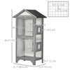 PawHut Wooden Bird Aviary Parrot Cage Pet Furniture Large Outdoor Play House with Removable Bottom Tray, 2 Doors, Asphalt Roof, 4 Perches, Light Grey