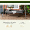 Outsunny 3 Person Porch Swing Bed, Outdoor Patio Swing Chair Bench Hammock with Adjustable Canopy, Cushions, Pillows for Porch and Backyard, Dark Grey