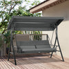 Outsunny 3 Person Porch Swing Bed, Outdoor Patio Swing Chair Bench Hammock with Adjustable Canopy, Cushions, Pillows for Porch and Backyard, Dark Grey