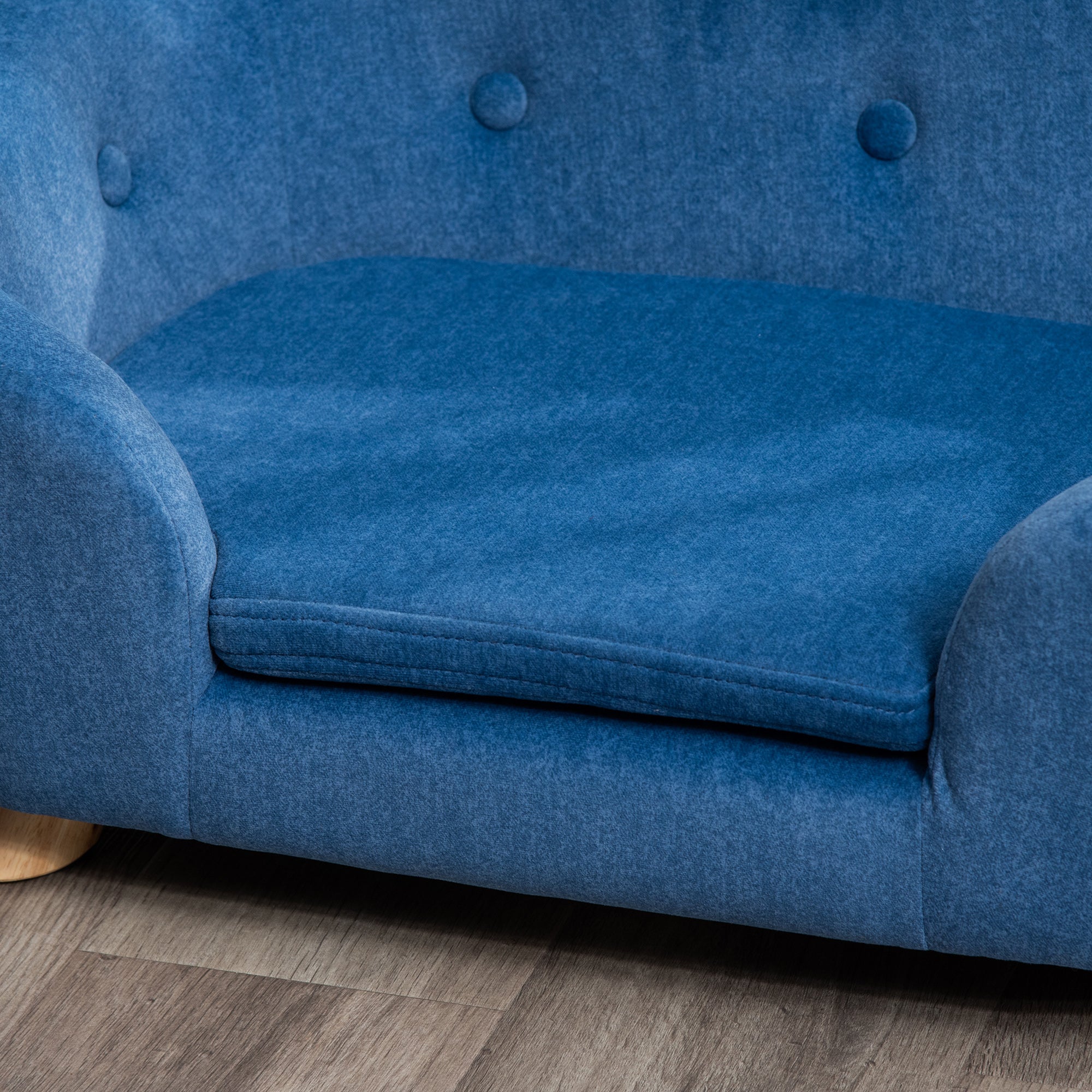 PawHut Dog Sofa Bed Pet Chair Couch with Water Resistant Fabric, Kitten Lounge with Soft Cushion Washable Cover, Wooden Frame for Mini Size Dogs - Blue