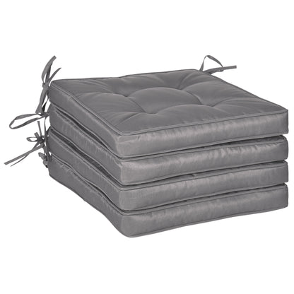Outsunny 4 Piece Outdoor Chair Cushions, 16.5" x 16.5" Patio Furniture Cushions Seat Pad for Garden Conversation Set, Dark Grey